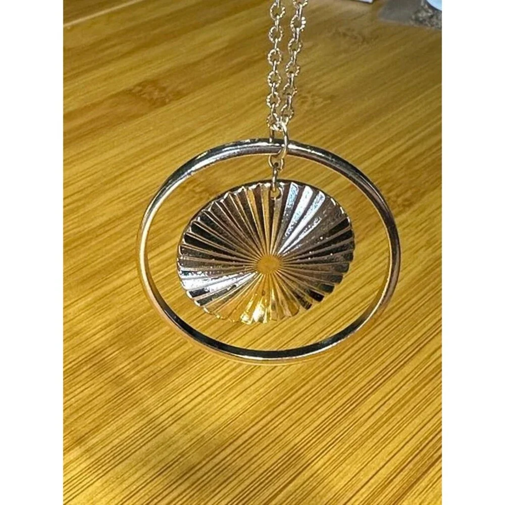 élie Gold Sunburst Medallion Pendant Necklace Circle Halo NWT New Boho Jewelry